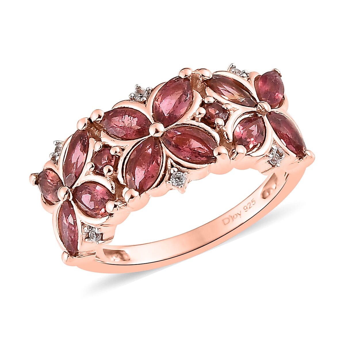 Premium Morro Redondo Pink Tourmaline and White Zircon Ring in Vermeil Rose Gold Over Sterling Silver (Size 10.0) 1.65 ctw