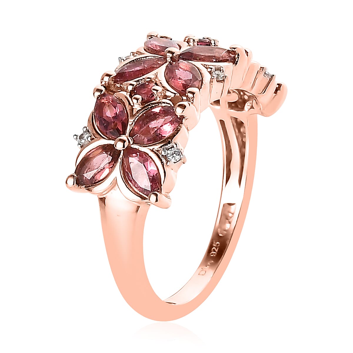 Premium Morro Redondo Pink Tourmaline and White Zircon Ring in Vermeil Rose Gold Over Sterling Silver (Size 10.0) 1.65 ctw