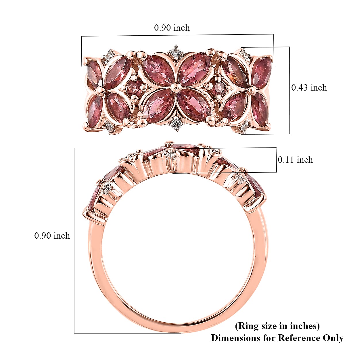 Premium Morro Redondo Pink Tourmaline and White Zircon Ring in Vermeil Rose Gold Over Sterling Silver (Size 10.0) 1.65 ctw