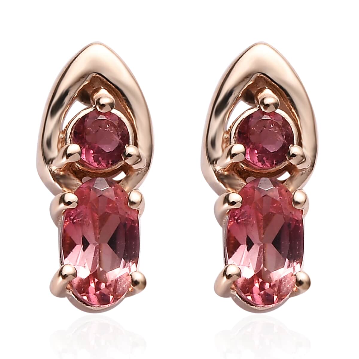 Premium Morro Redondo Pink Tourmaline Stud Earrings in Vermeil Rose Gold Over Sterling Silver 0.50 ctw image number 0