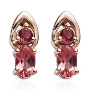 Premium Morro Redondo Pink Tourmaline Stud Earrings in Vermeil Rose Gold Over Sterling Silver 0.50 ctw