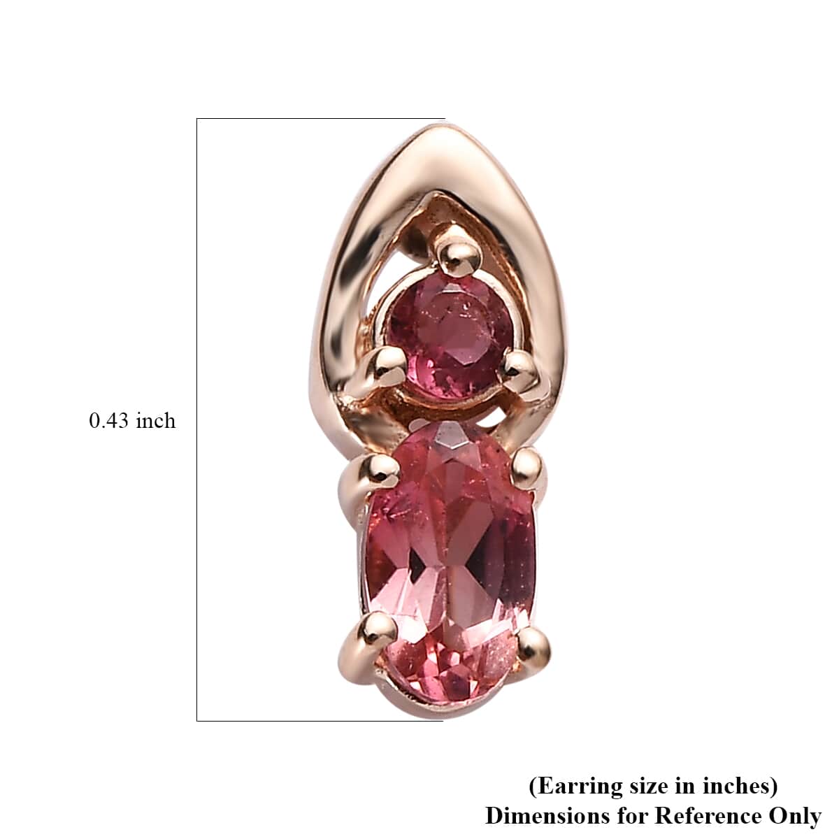 Premium Morro Redondo Pink Tourmaline Stud Earrings in Vermeil Rose Gold Over Sterling Silver 0.50 ctw image number 4