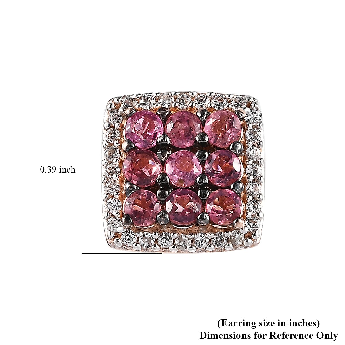Premium Morro Redondo Pink Tourmaline and White Zircon Halo Stud Earrings in Vermeil Rose Gold Over Sterling Silver 0.90 ctw
