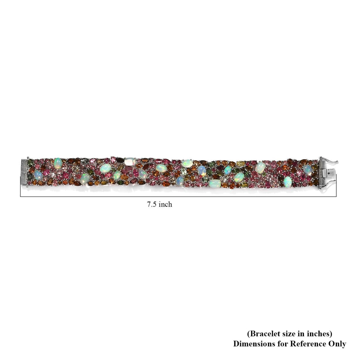 Premium Ethiopian Welo Opal and Multi-Tourmaline Bracelet in Platinum Over Sterling Silver (7.25 In) 37.65 ctw image number 3