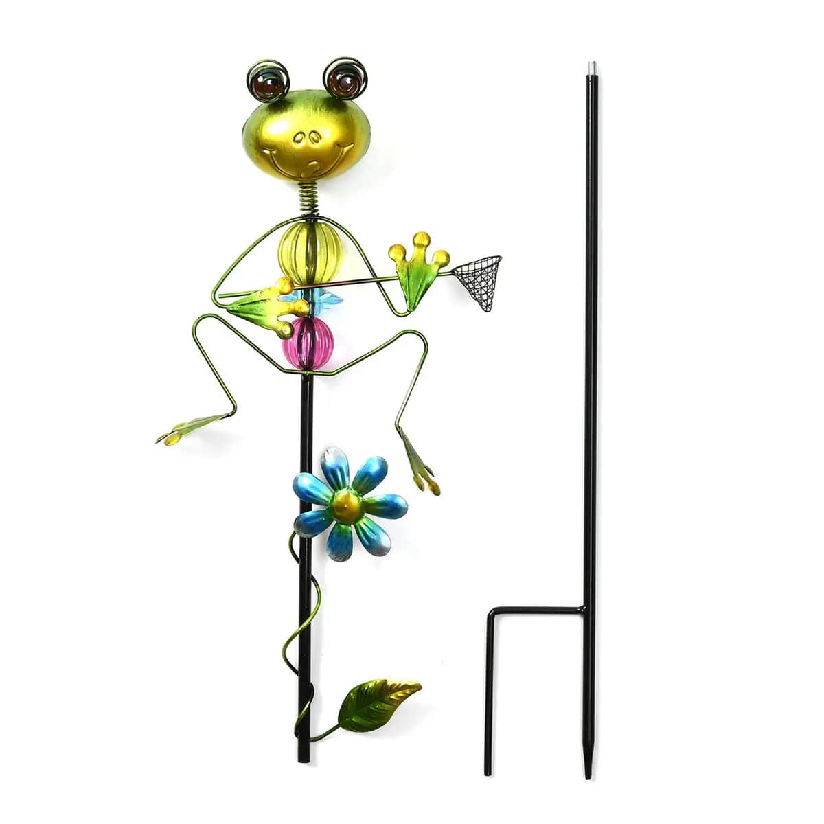 Green and Blue Color Frog with Rush-Up Pattern Outdoor Garden Decoration
