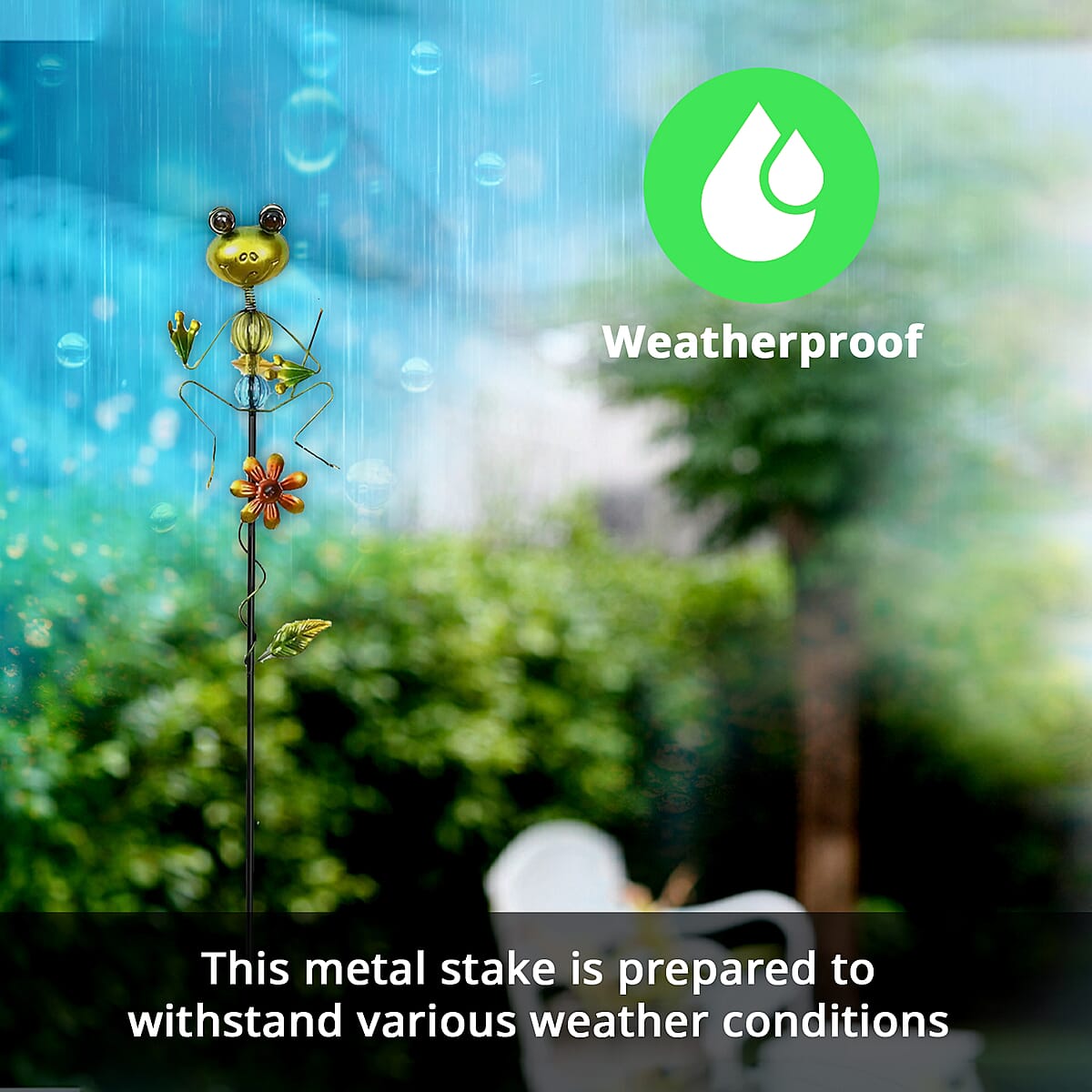 Green and Red Color Frog with Shovel Pattern Outdoor Garden Decoration image number 1