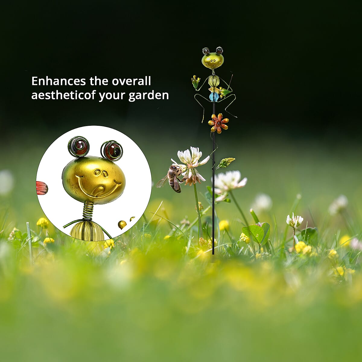 Green and Red Color Frog with Shovel Pattern Outdoor Garden Decoration image number 2