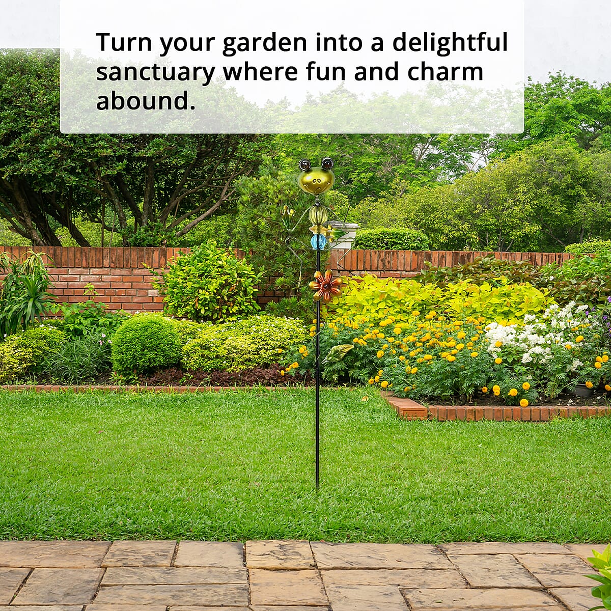 Green and Red Color Frog with Shovel Pattern Outdoor Garden Decoration image number 3