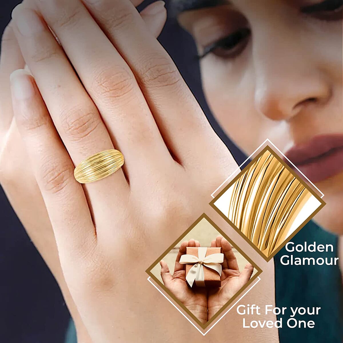 Iliana 18K Yellow Gold Electroform Dome Shape Ring, Gold Gifts, Gold Band Ring, Gold Ring, Gold Jewelry, Promise Ring image number 2