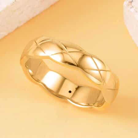 18K Two Tone Gold 5.5mm Wide Comfort Fit Wedding Band Ring Size 8.5 - 8.0 Grams