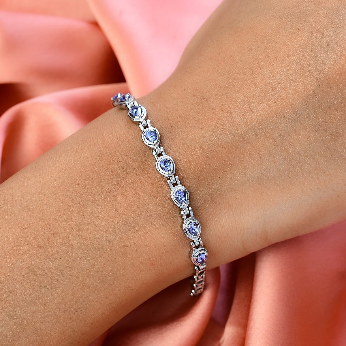 Tanzanite Bracelet in Stainless Steel (6.50-8.50In) 1.30 ctw (6.50 In) image number 2