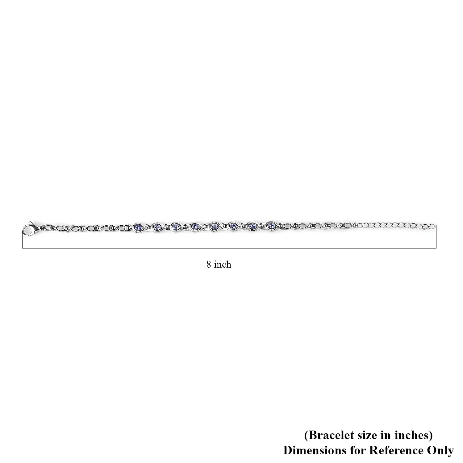 Tanzanite Bracelet in Stainless Steel (6.50-8.50In) 1.30 ctw (6.50 In)