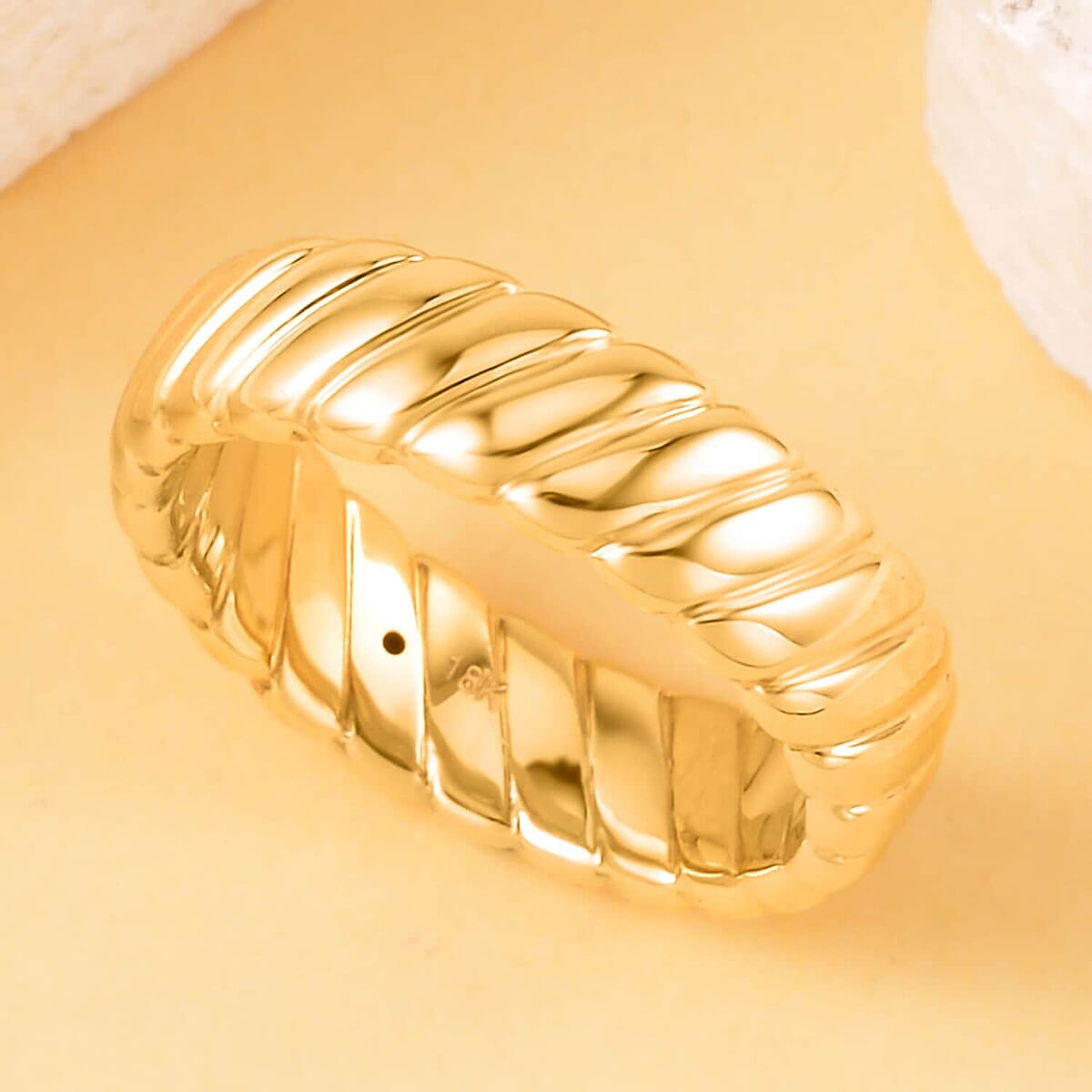 Iliana 18K Yellow Gold Electroform Ribbed Band Ring (Size 6.0) image number 1