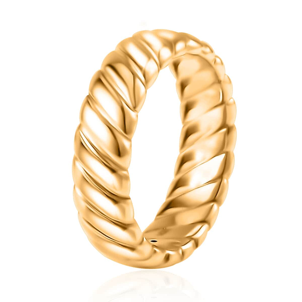 Iliana 18K Yellow Gold Electroform Ribbed Band Ring (Size 6.0) image number 3