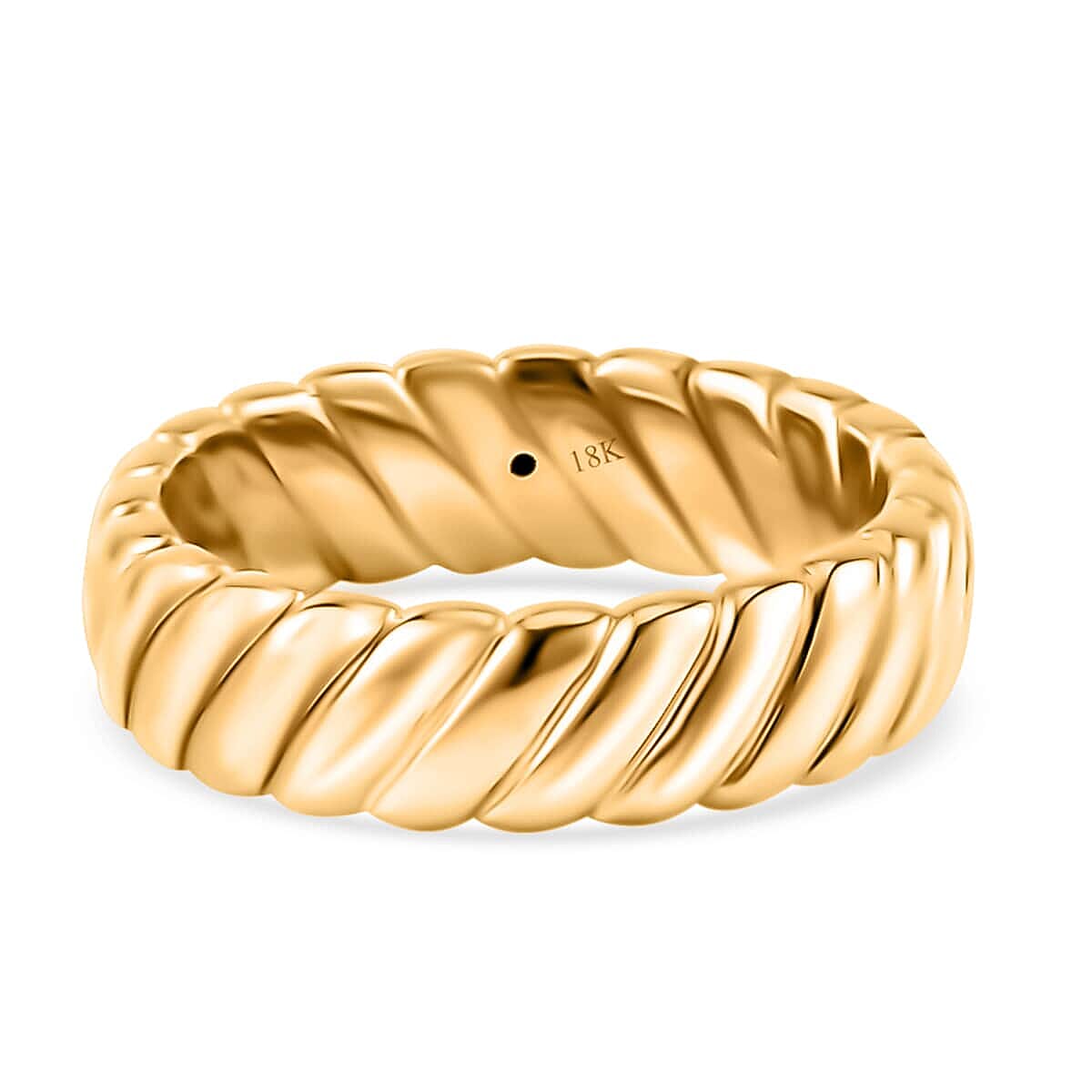 Iliana 18K Yellow Gold Electroform Ribbed Band Ring (Size 6.0) image number 4