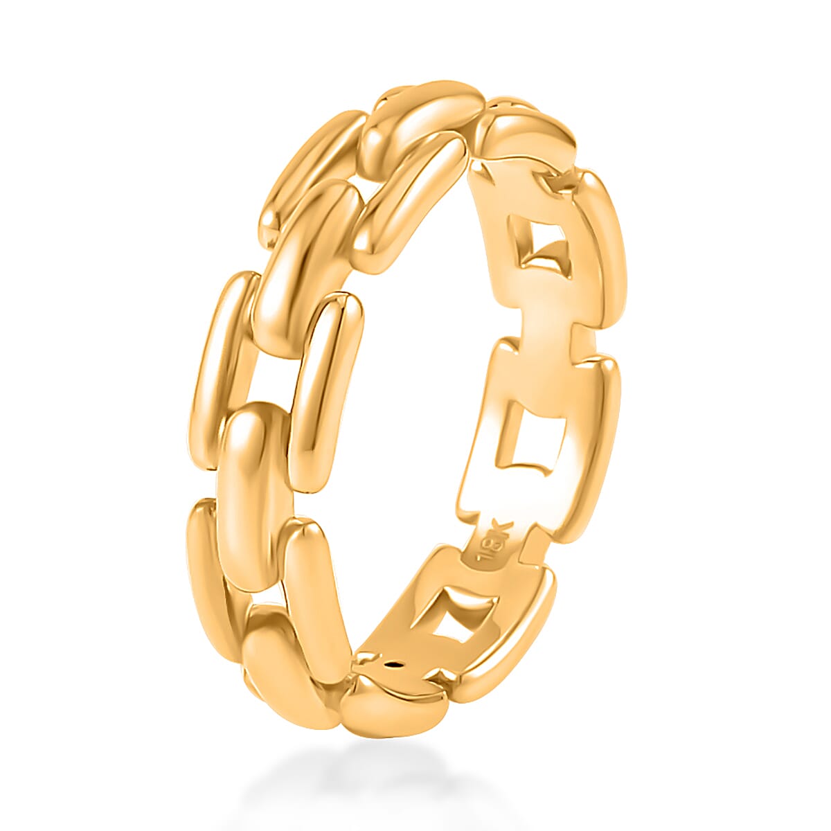 Iliana 18K Yellow Gold Electroform U Link Chain Ring (Size 5.0) image number 3