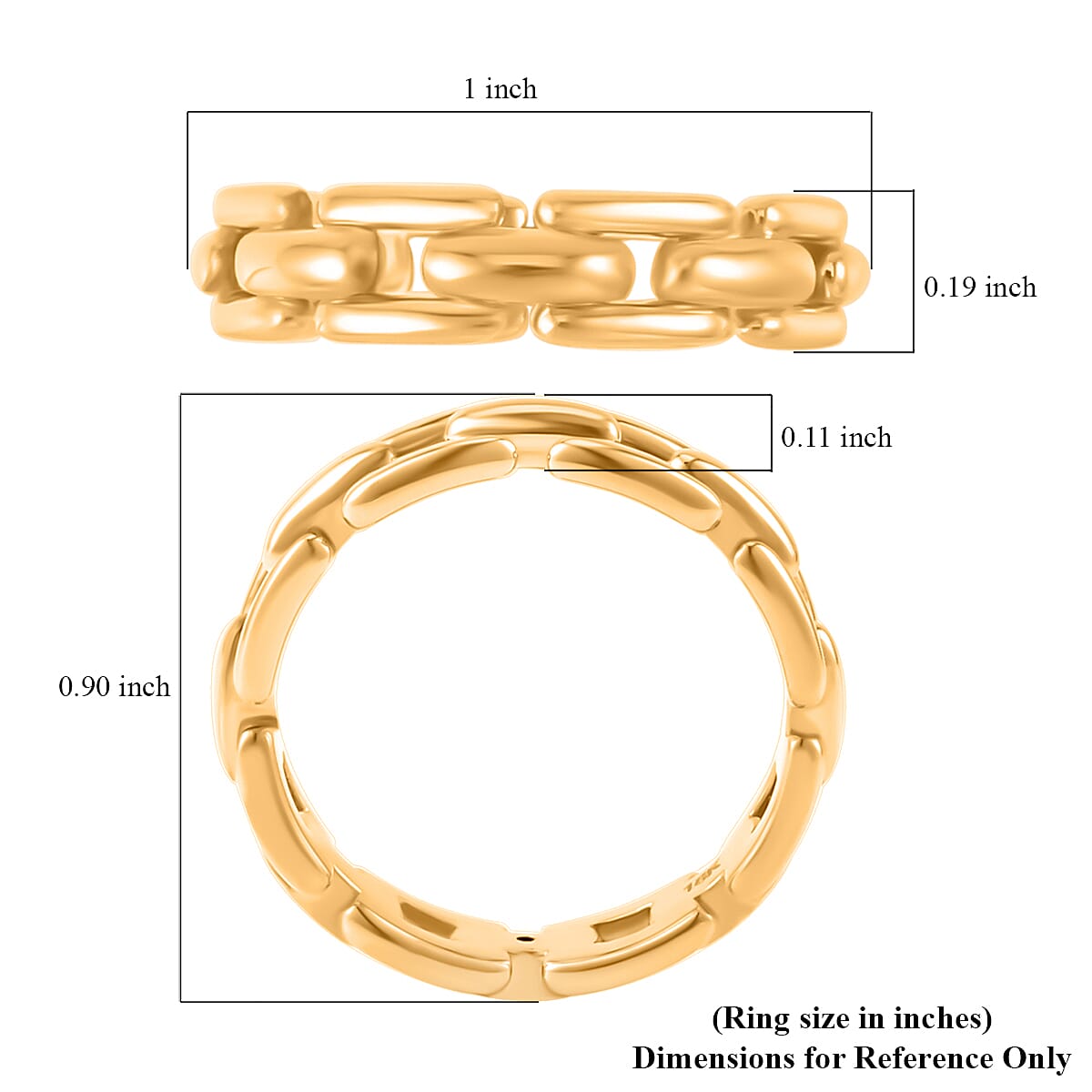 Iliana 18K Yellow Gold Electroform U Link Chain Ring (Size 5.0) image number 5