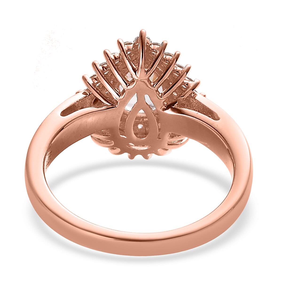 Pink Morganite and White Zircon Double Halo Ring in Vermeil Rose Gold Over Sterling Silver (Size 10.0) 1.15 ctw