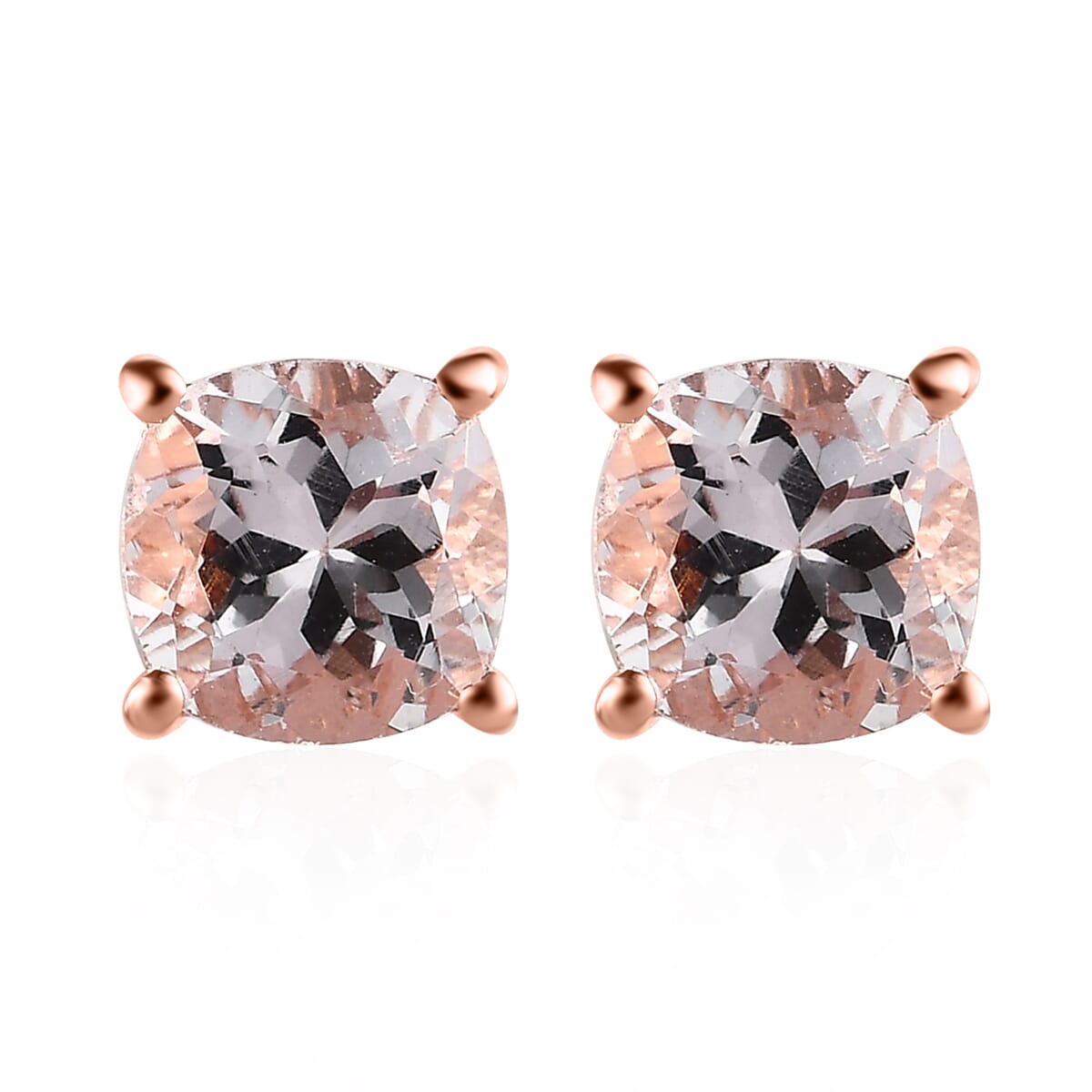 Oval Pink Morganite Stud Earrings Rose Gold-plated Sterling Silver
