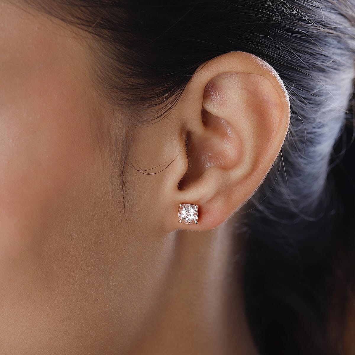 Pink Morganite Earrings in Vermeil Rose Gold Over Sterling Silver 1.60 ctw image number 2