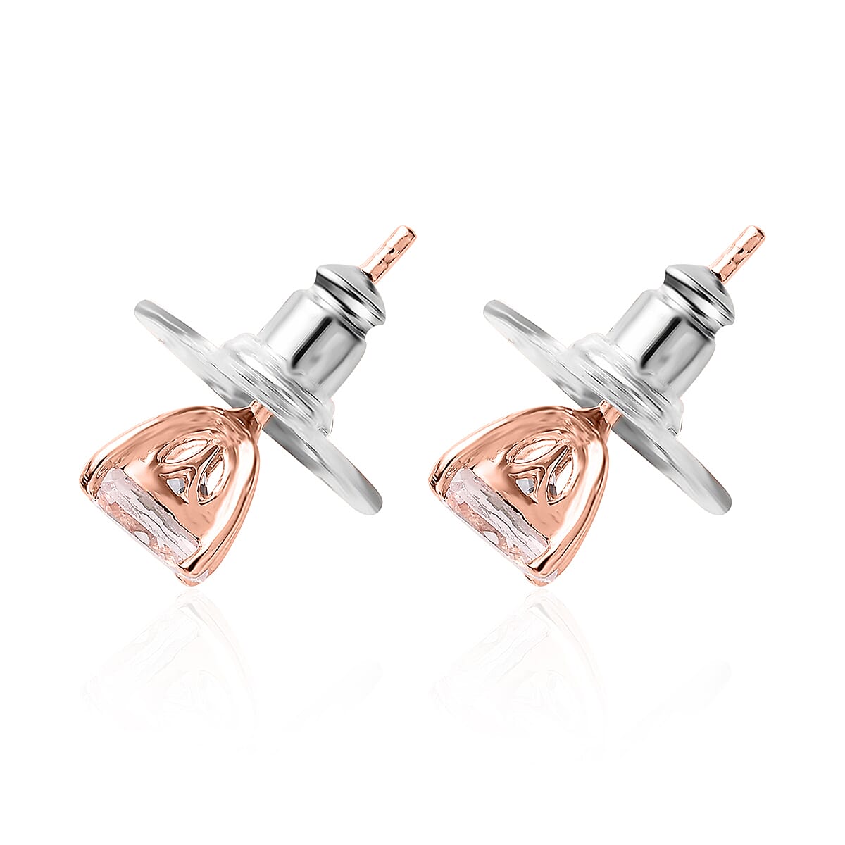 Pink Morganite Earrings in Vermeil Rose Gold Over Sterling Silver 1.60 ctw image number 3