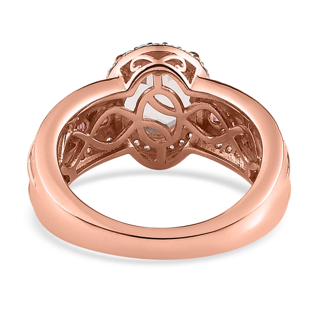 Pink Morganite and Multi Gemstone Halo Ring in Vermeil Rose Gold Over Sterling Silver 2.75 ctw (Del. In 5-7 Days) image number 4