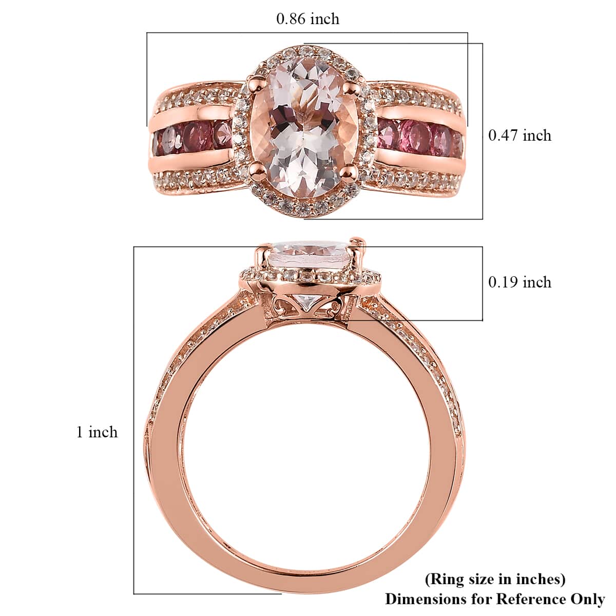 Pink Morganite and Multi Gemstone Halo Ring in Vermeil Rose Gold Over Sterling Silver 2.75 ctw (Del. In 5-7 Days) image number 5