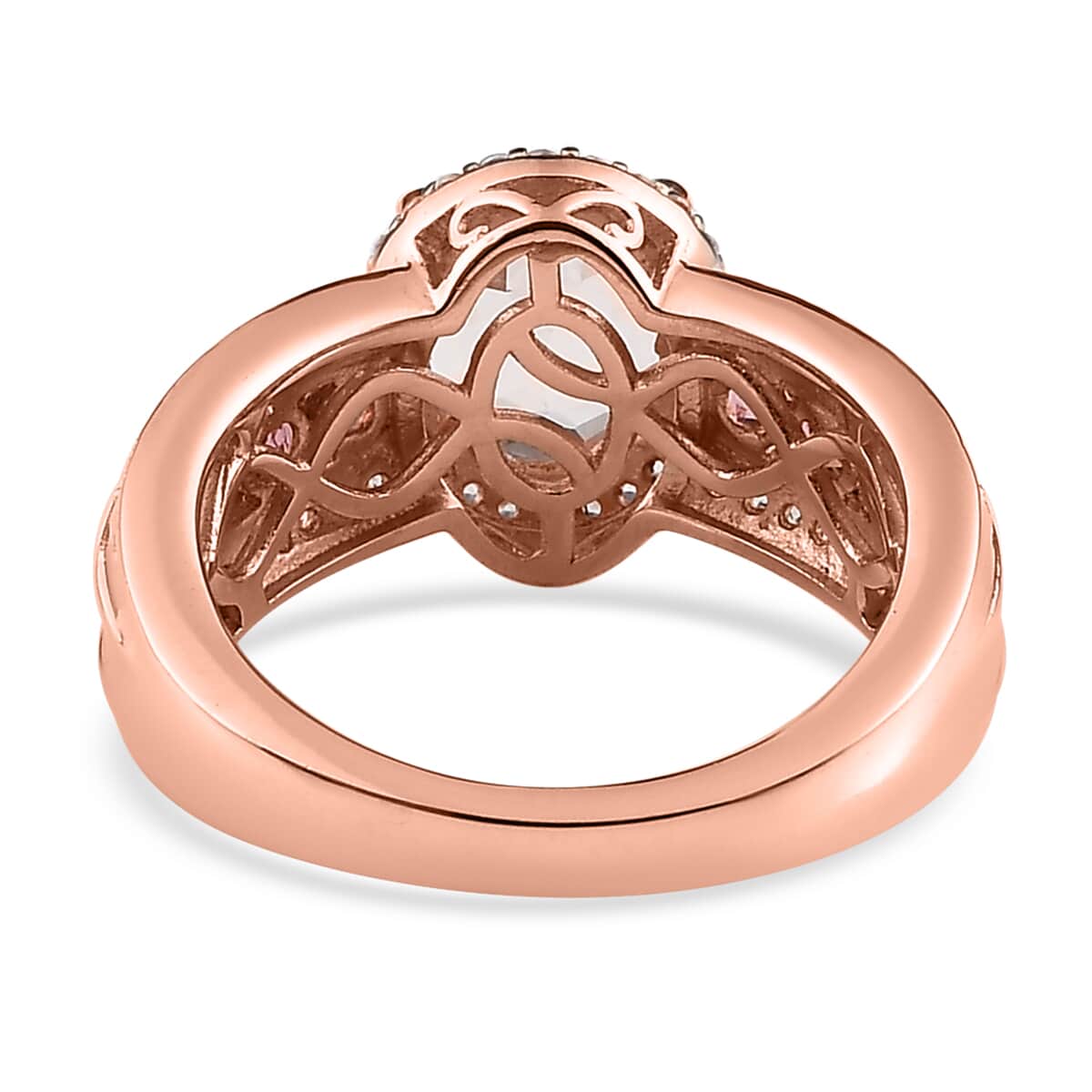 Pink Morganite and Multi Gemstone Halo Ring in Vermeil Rose Gold Over Sterling Silver (Size 8.0) 2.75 ctw image number 4