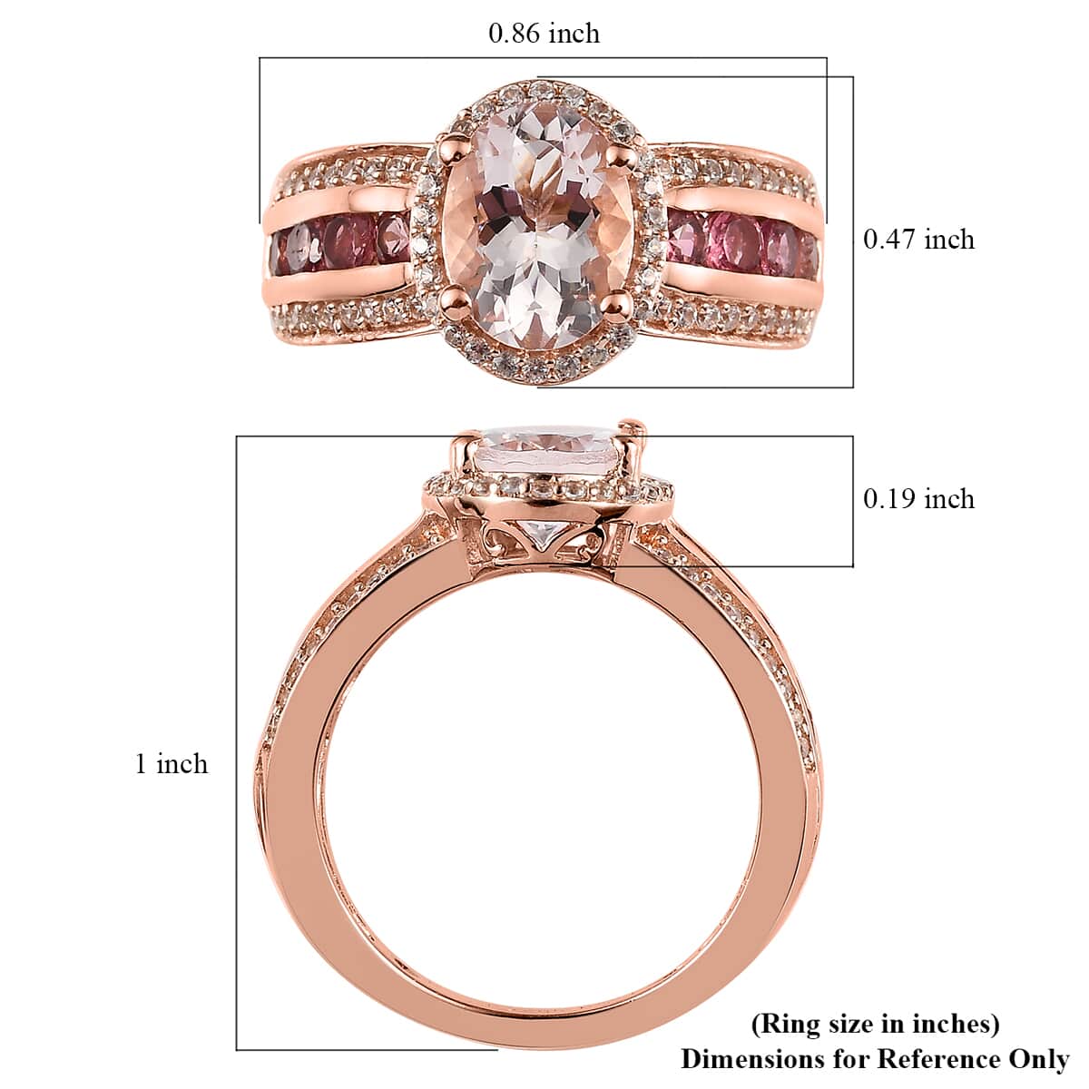 Pink Morganite and Multi Gemstone Halo Ring in Vermeil Rose Gold Over Sterling Silver (Size 8.0) 2.75 ctw image number 5