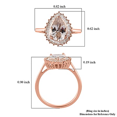 Pink Morganite and Diamond Halo Ring in Vermeil Rose Gold Over Sterling Silver (Size 6.0) 1.85 ctw