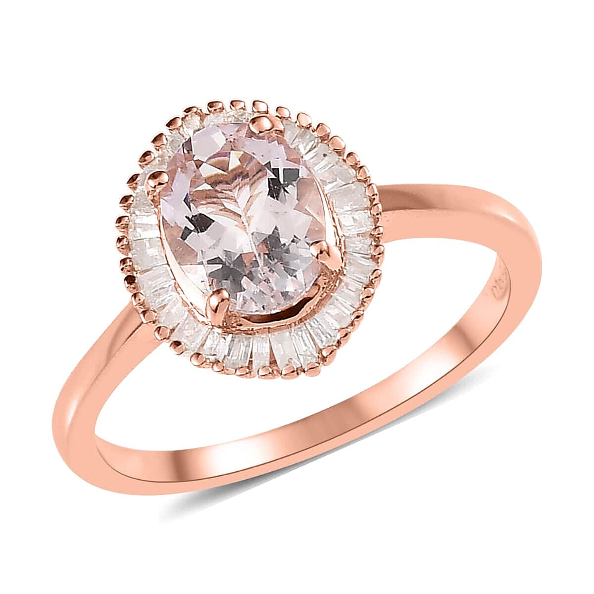 Pink Morganite and Diamond Halo Ring in Vermeil Rose Gold Over Sterling Silver (Size 9.0) 1.30 ctw (Del. In 5-7 Days) image number 0