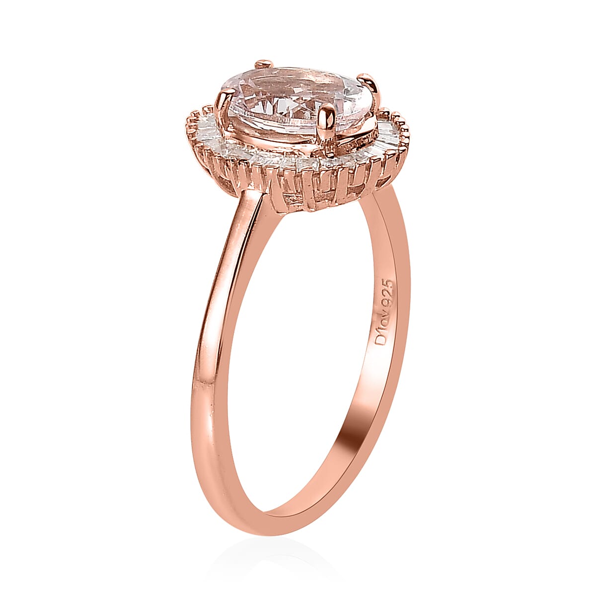 Pink Morganite and Diamond Halo Ring in Vermeil Rose Gold Over Sterling Silver (Size 9.0) 1.30 ctw (Del. In 5-7 Days) image number 3
