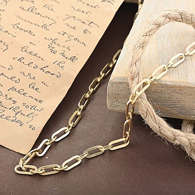 14K Yellow Gold 3MM Polished Figaro Paperclip Necklace 20 Inches 5.40 Grams