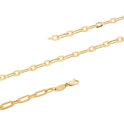 14K Yellow Gold 3MM Polished Figaro Paperclip Necklace 20 Inches 5.40 Grams