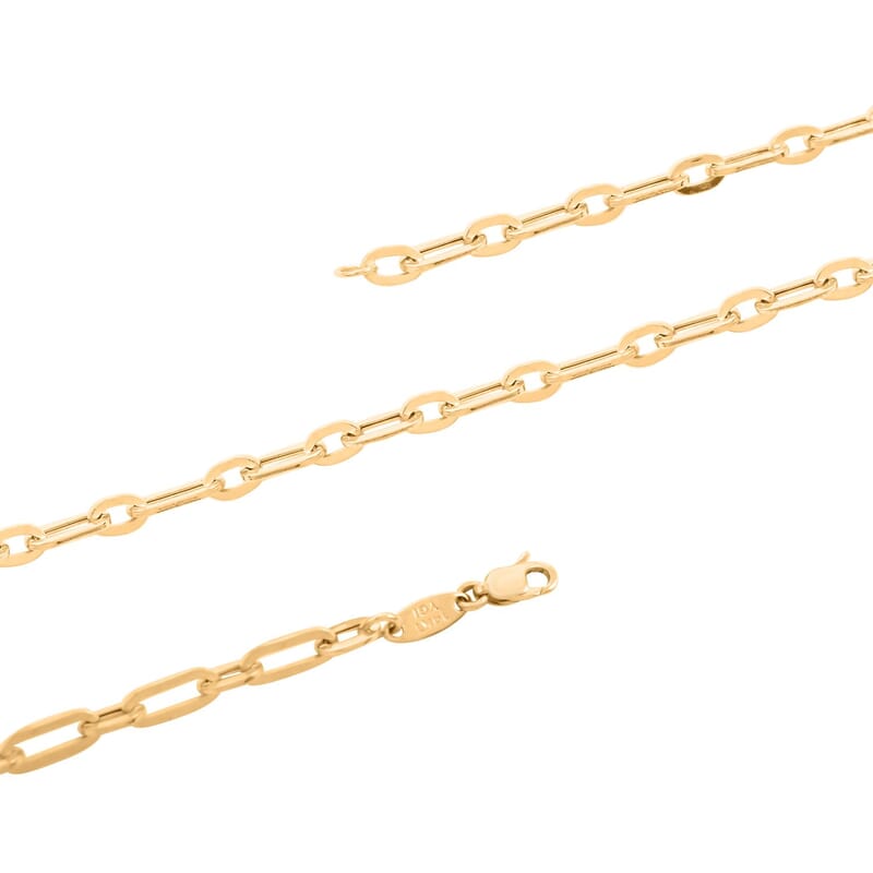 14K Yellow Gold 3MM Polished Figaro Paperclip Necklace 20 Inches 5.40 Grams
