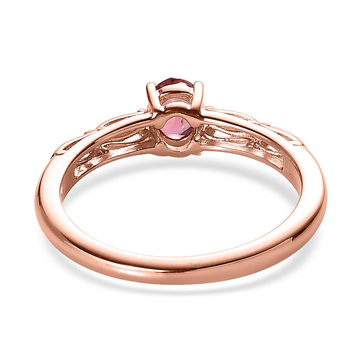 Premium Morro Redondo Pink Tourmaline Solitaire Ring in Vermeil Rose Gold Over Sterling Silver (Size 10.0) 0.35 ctw