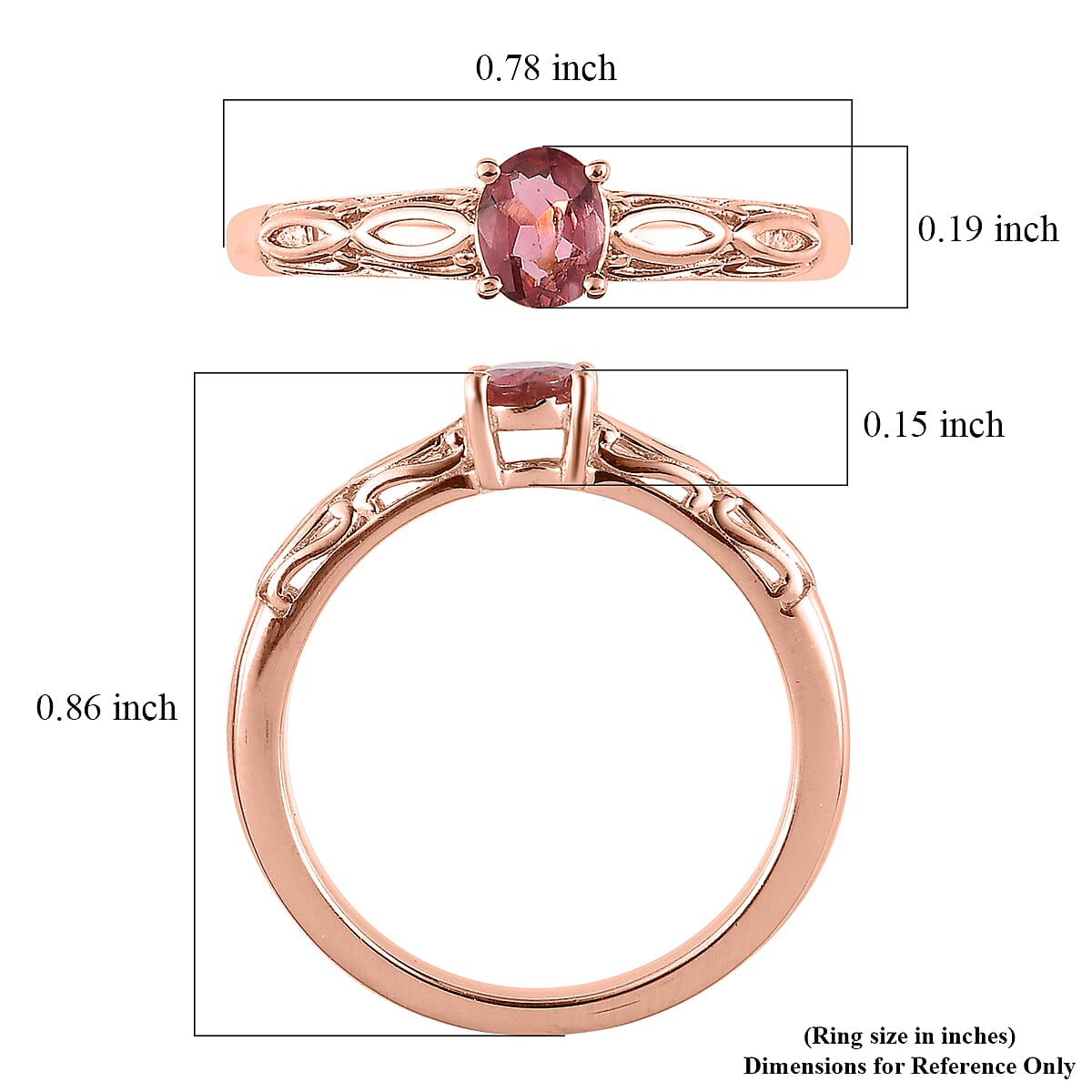 Premium Morro Redondo Pink Tourmaline Solitaire Ring in Vermeil Rose Gold Over Sterling Silver (Size 10.0) 0.35 ctw