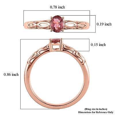 Premium Morro Redondo Pink Tourmaline Solitaire Ring in Vermeil Rose Gold Over Sterling Silver (Size 10.0) 0.35 ctw