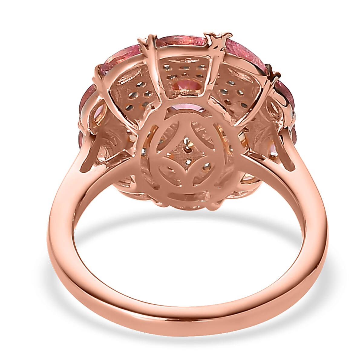 Premium Morro Redondo Pink Tourmaline and Moissanite Ring Vermeil Rose Gold Over Sterling Silver (Size 10.0) 1.75 ctw