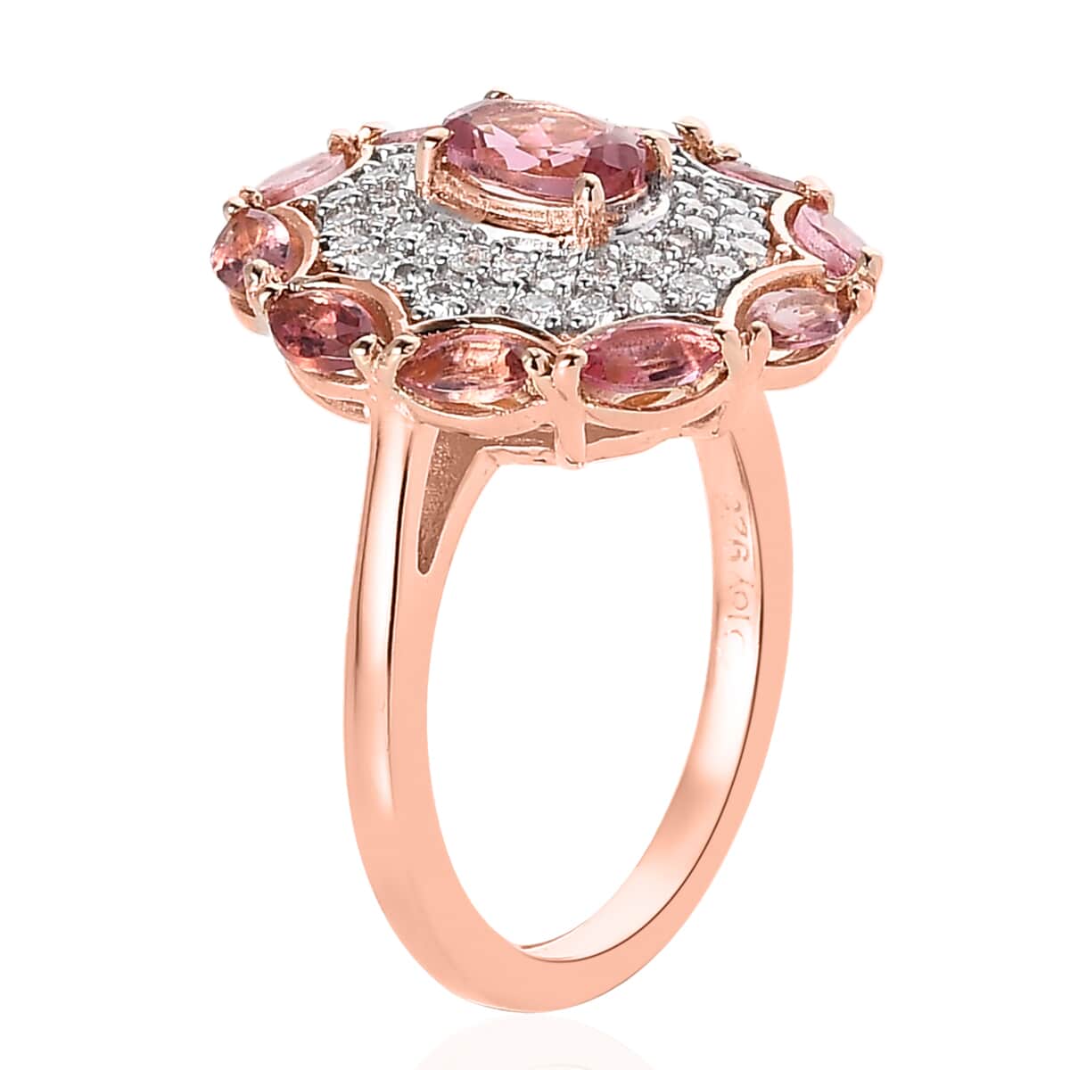 Premium Morro Redondo Pink Tourmaline and Moissanite Ring Vermeil Rose Gold Over Sterling Silver (Size 7.0) 1.75 ctw image number 3