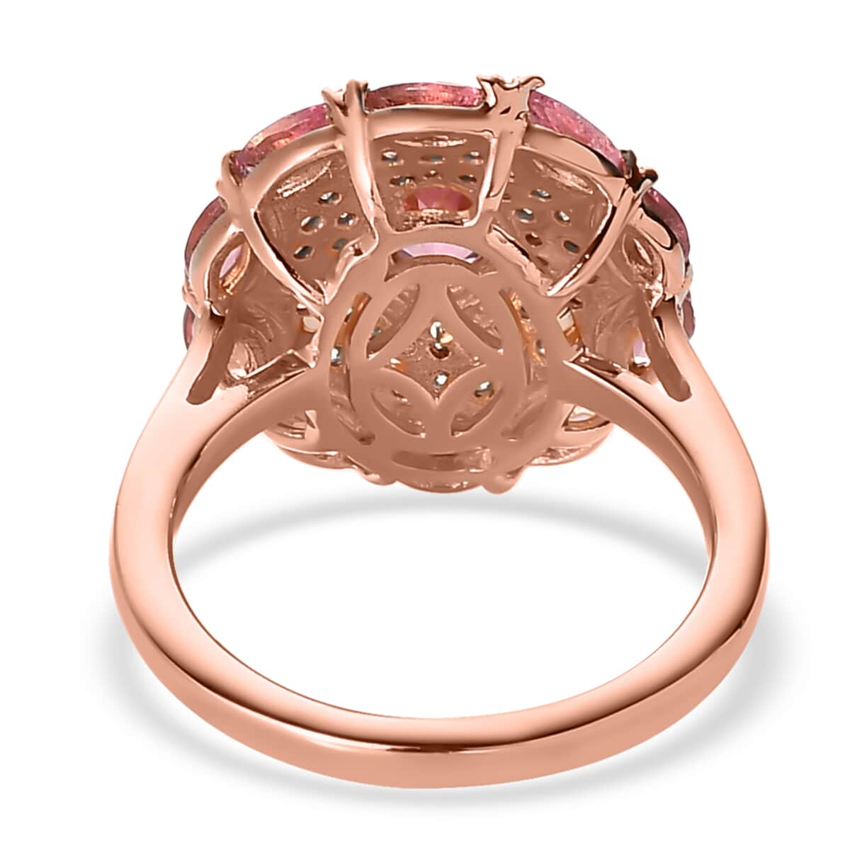 Premium Morro Redondo Pink Tourmaline and Moissanite Ring Vermeil Rose Gold Over Sterling Silver (Size 7.0) 1.75 ctw image number 4