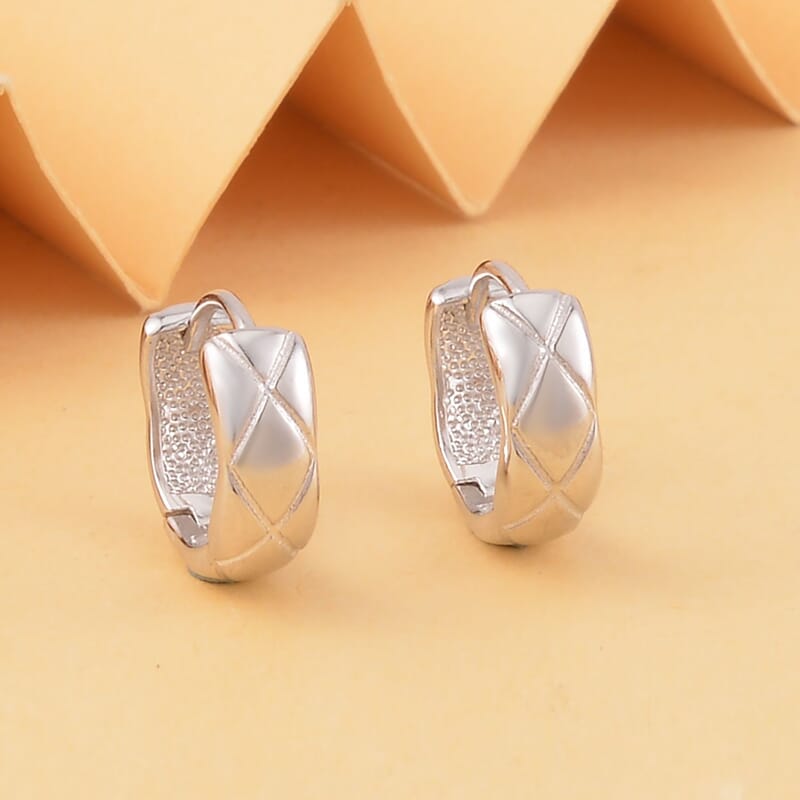 950 Platinum Textured Hoop Earrings 3.50 Grams