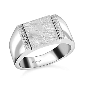 Meteorite 5.00 ctw Ring in Rhodium Over Sterling Silver (Size 9.0) (14 g)