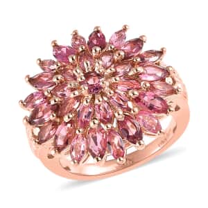 Premium Morro Redondo Pink Tourmaline Floral Spray Ring in Vermeil Rose Gold Over Sterling Silver 2.40 ctw