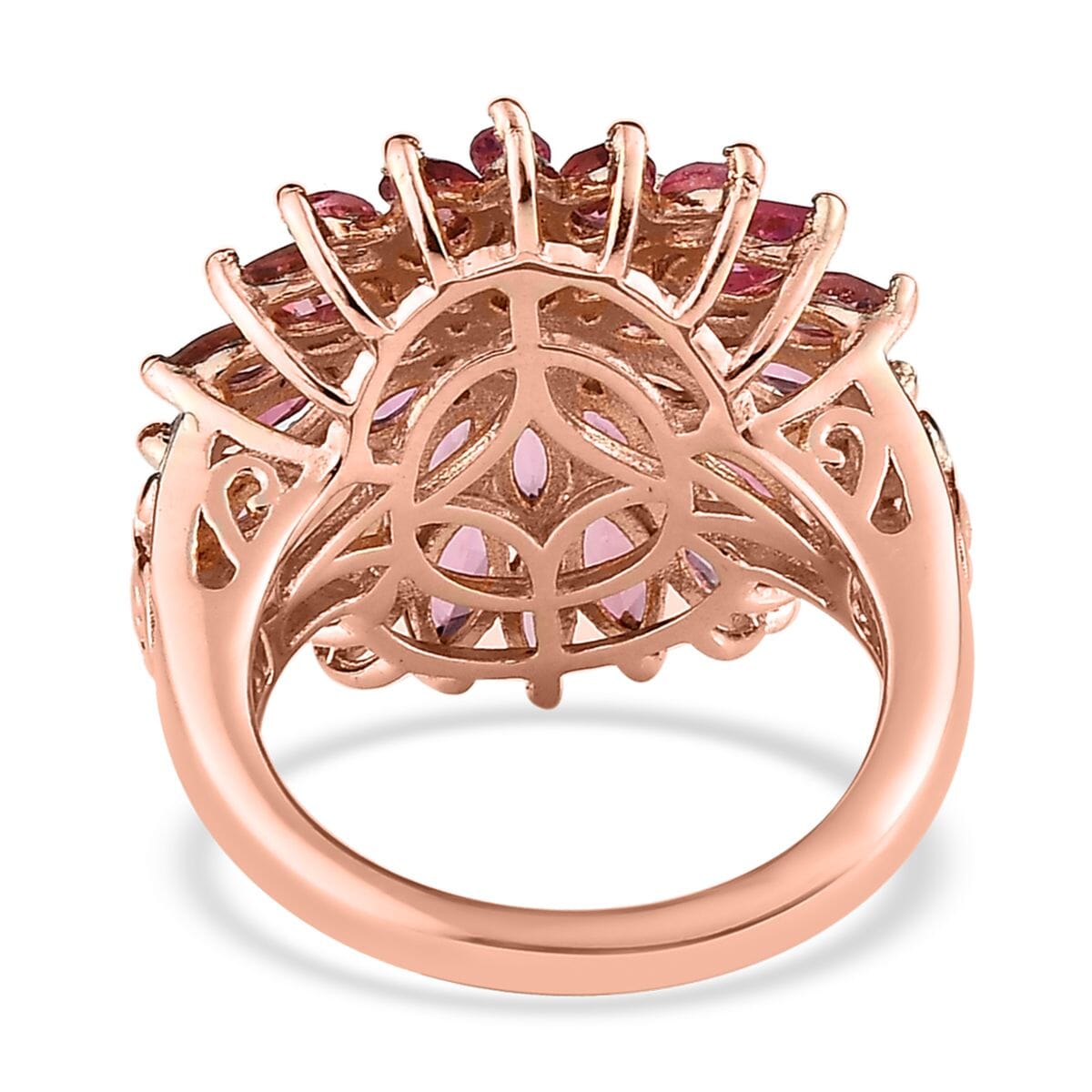 Premium Morro Redondo Pink Tourmaline Floral Spray Ring in Vermeil Rose Gold Over Sterling Silver 2.40 ctw image number 4