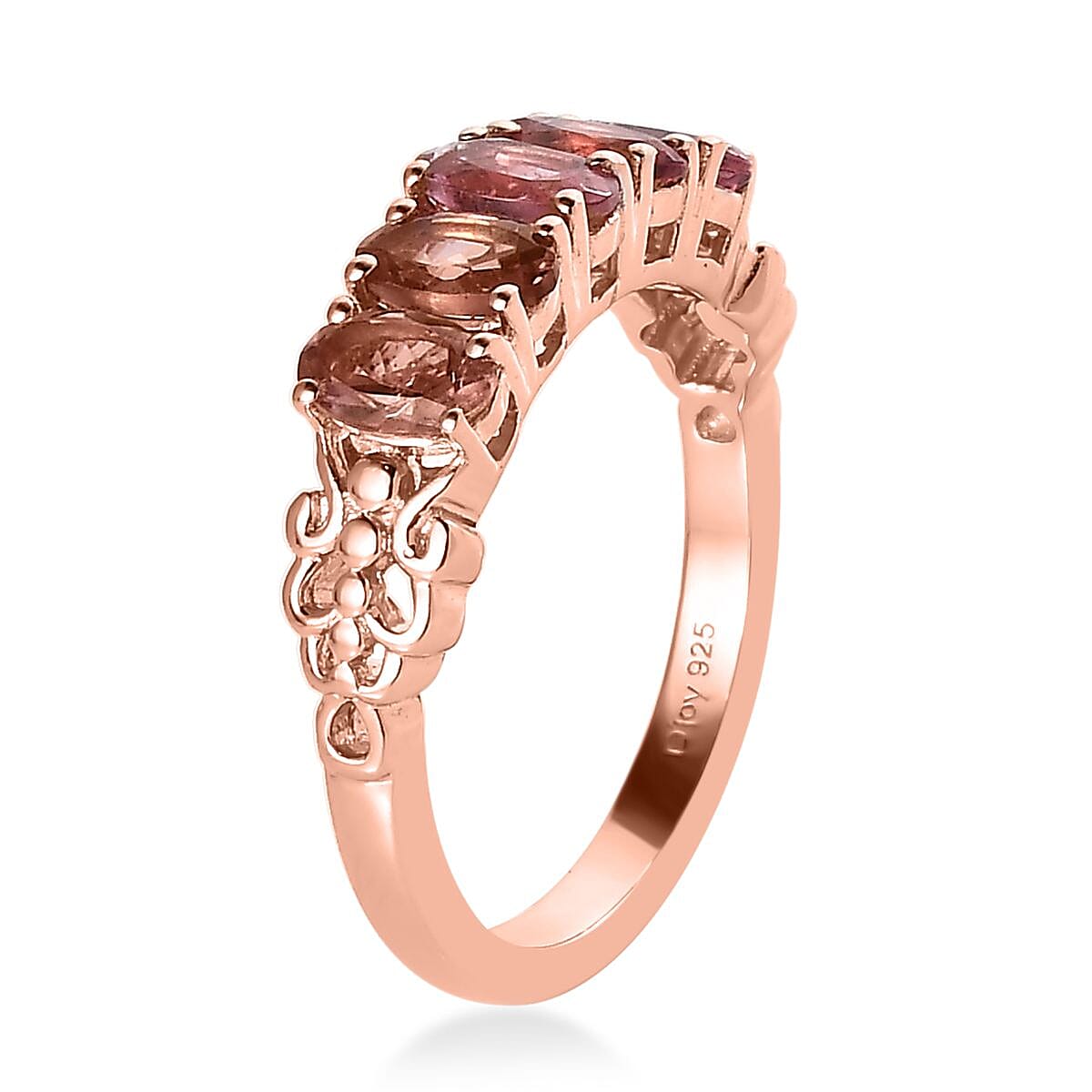 Premium Morro Redondo Pink Tourmaline 5 Stone Ring in Vermeil Rsoe Gold Over Sterling Silver 1.10 ctw image number 3