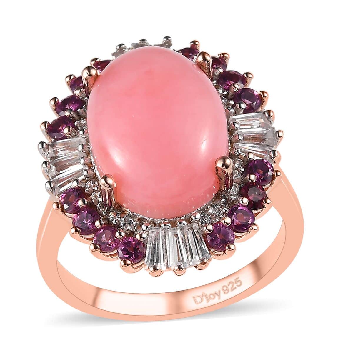 Premium Peruvian Pink Opal and Multi Gemstone Floral Ring in Vermeil Rose Gold Over Sterling Silver (Size 10.0) 6.35 ctw image number 0