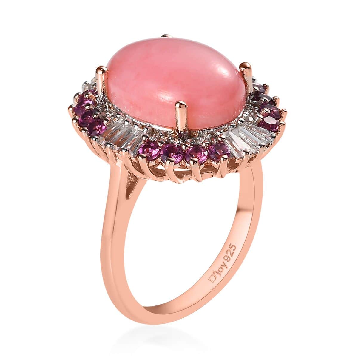 Premium Peruvian Pink Opal and Multi Gemstone Floral Ring in Vermeil Rose Gold Over Sterling Silver (Size 10.0) 6.35 ctw image number 3