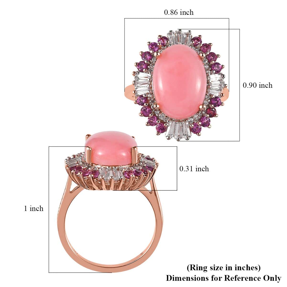 Premium Peruvian Pink Opal and Multi Gemstone Floral Ring in Vermeil Rose Gold Over Sterling Silver (Size 10.0) 6.35 ctw image number 5