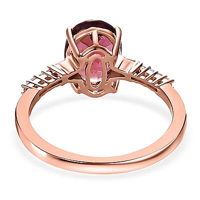 Luxoro 14K Rose Gold AAA Morro Redondo Pink Tourmaline and Diamond Ring (Size 6.0) 1.75 ctw